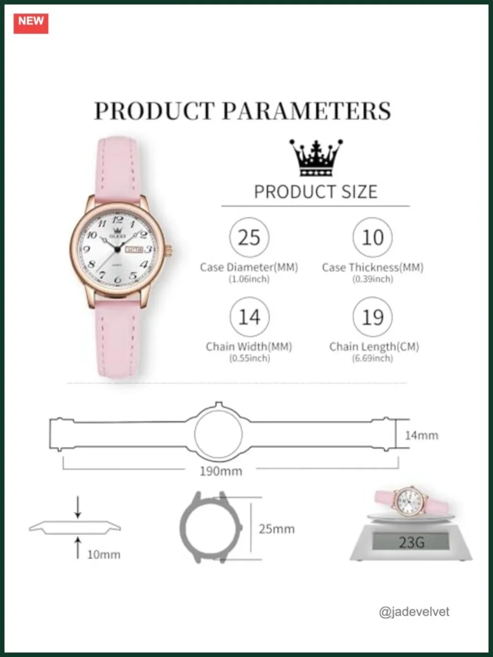 OLEVS Leather Women's Quartz Watch Waterproof Luxury Dress Mineral Crystal